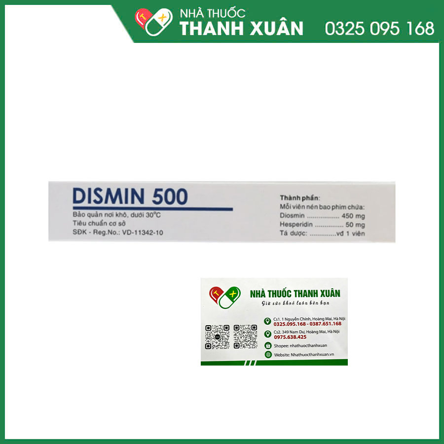 Dismin 500 thuốc điều trị suy giãn tĩnh mạch, điều trị các triệu chứng của cơn trĩ cấp và bệnh trĩ mãn